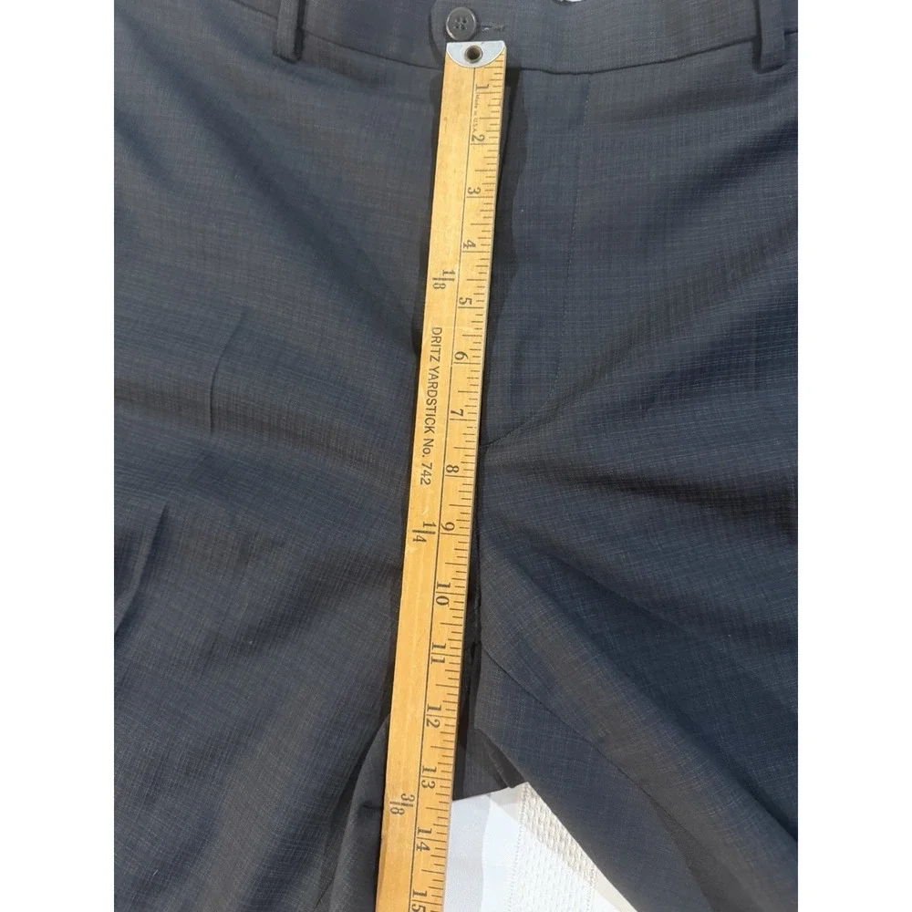 Zanella Todd Mens 38 Charcoal Grey Wool Dress Pants Made‎ in Italy Micro Check
